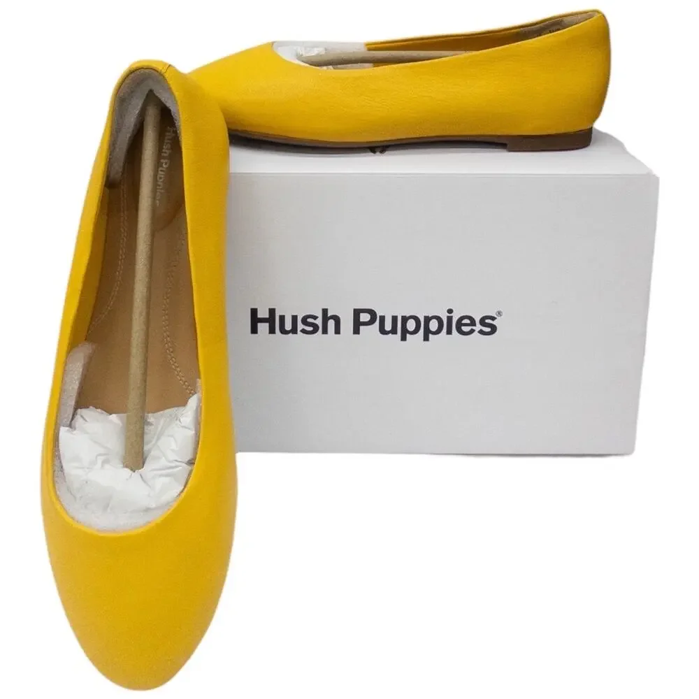 Hush Puppies Kendall Ballet Flats Women's 7.5 Wide Golden Rod Yellow Leather